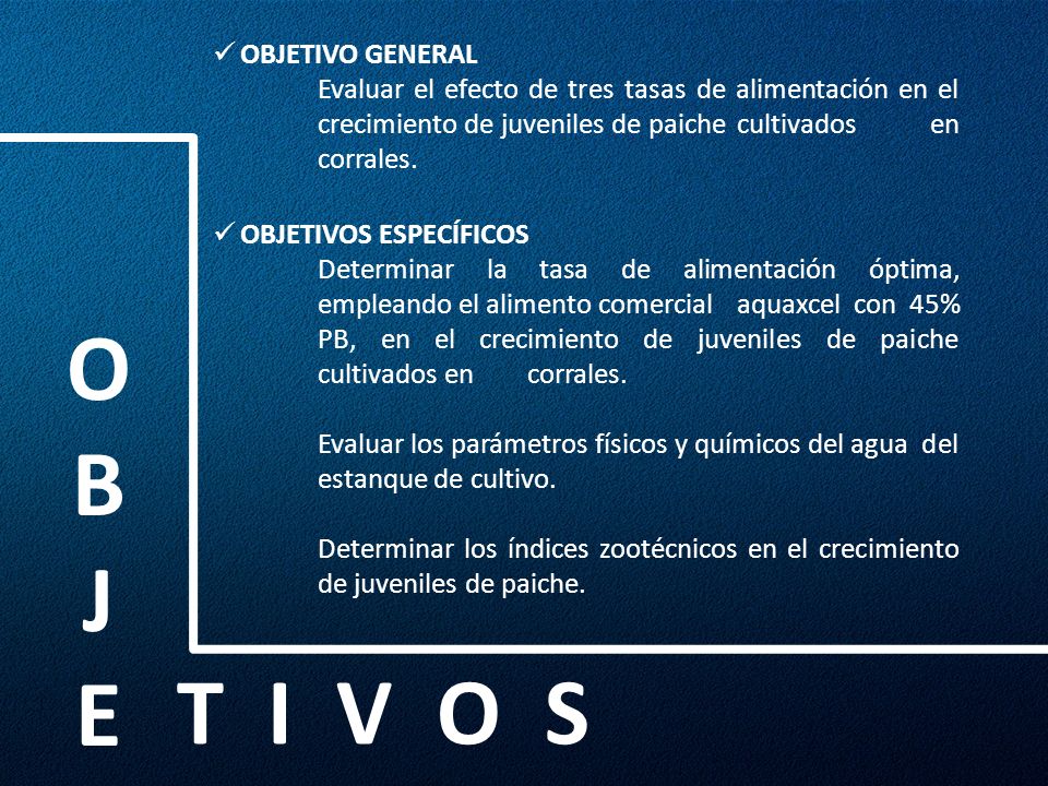 O B J E T I V O S OBJETIVO GENERAL
