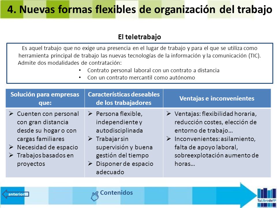 4. Nuevas formas flexibles de organización del trabajo