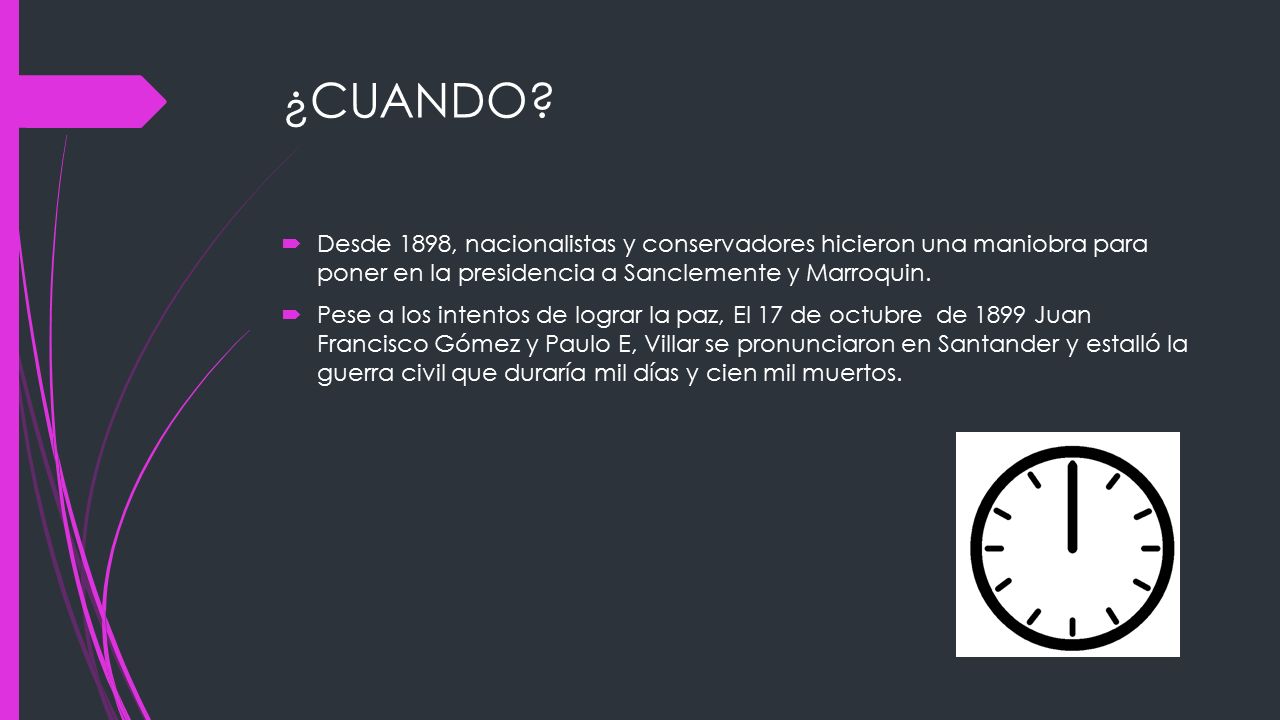¿CUANDO Desde 1898, nacionalistas y conservadores hicieron una maniobra para poner en la presidencia a Sanclemente y Marroquin.
