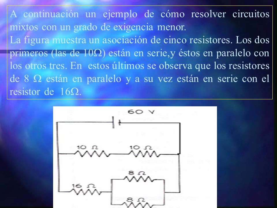 A continuación un ejemplo de cómo resolver circuitos mixtos con un grado de exigencia menor.