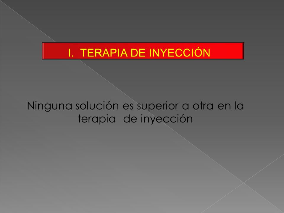 Ninguna solución es superior a otra en la terapia de inyección