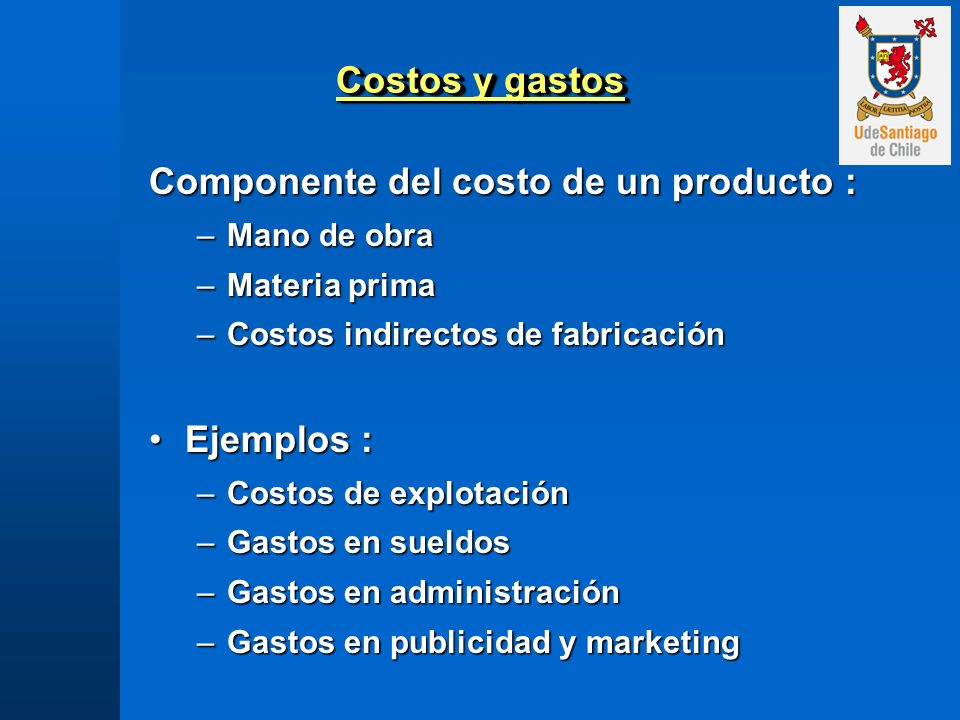 Componente del costo de un producto :