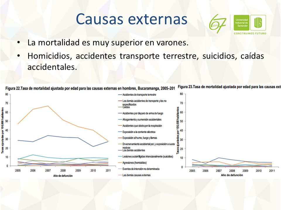 Causas externas La mortalidad es muy superior en varones.