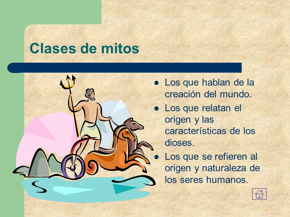 Clases de mitos Los que hablan de la creación del mundo.