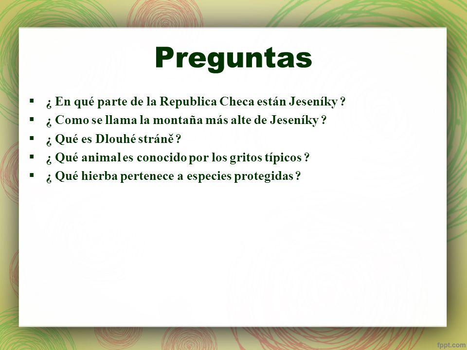 Preguntas ¿ En qué parte de la Republica Checa están Jeseníky