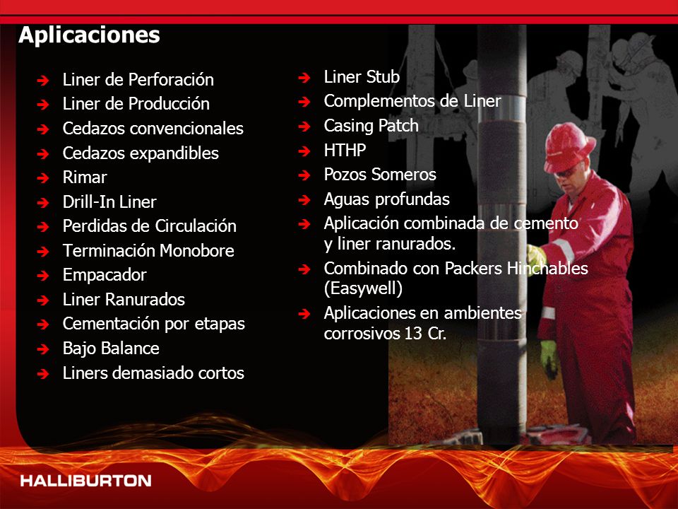 Aplicaciones Liner Stub Liner de Perforación Complementos de Liner