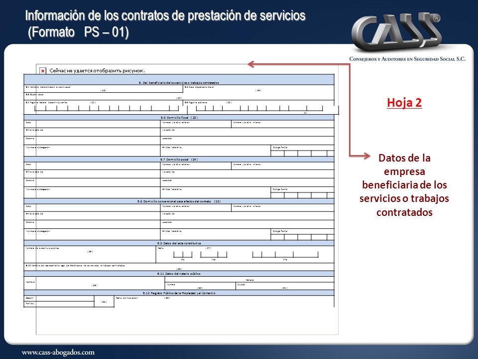 Información de los contratos de prestación de servicios (Formato PS – 01)