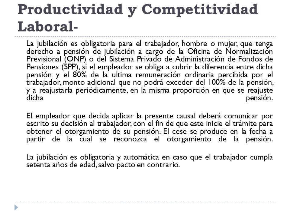Artículo 21° - Ley de Productividad y Competitividad Laboral-
