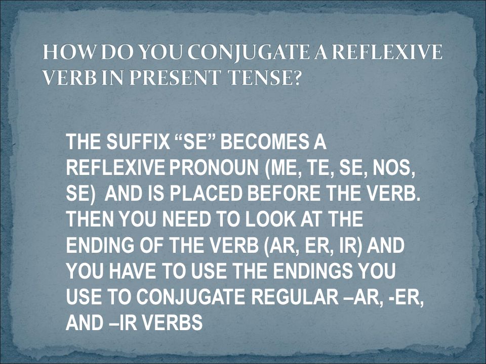 HOW DO YOU CONJUGATE A REFLEXIVE VERB IN PRESENT TENSE