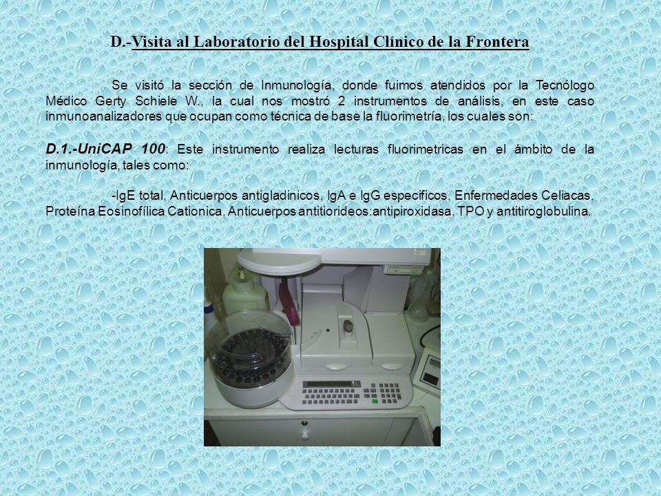 D.-Visita al Laboratorio del Hospital Clínico de la Frontera