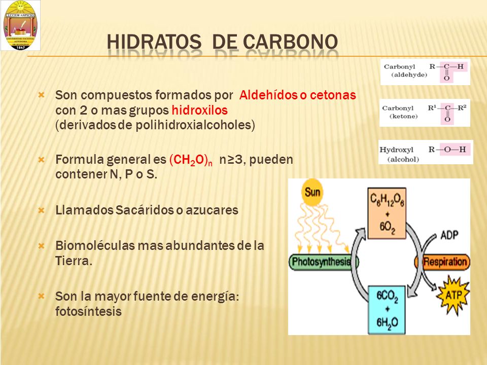 HIDRATOS DE CARBONO Formula general es (CH2O)n n≥3, pueden