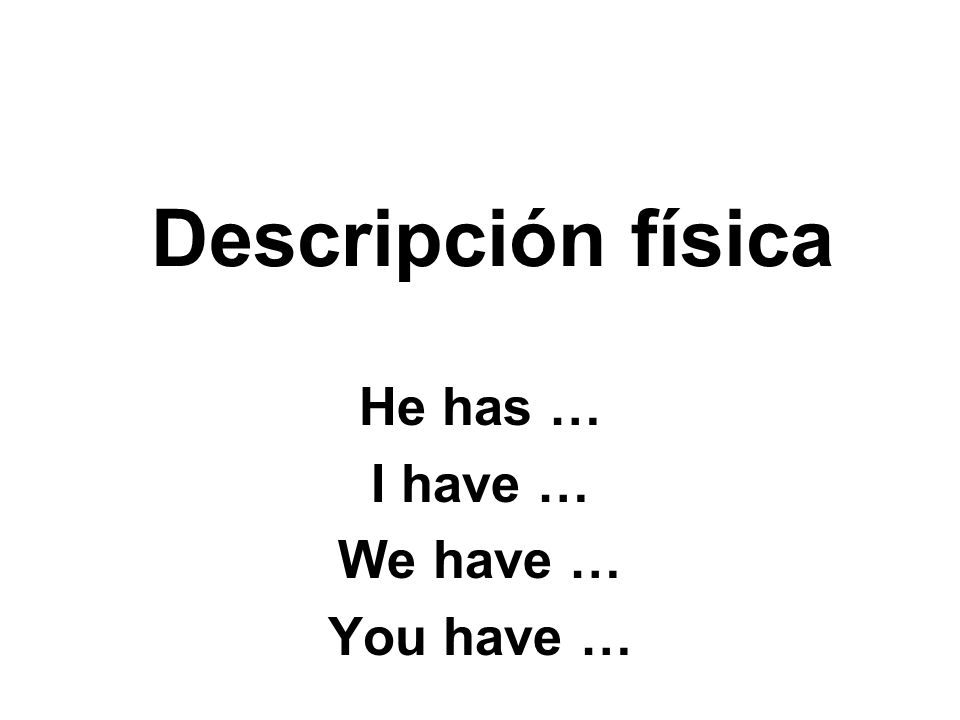 He has … I have … We have … You have …