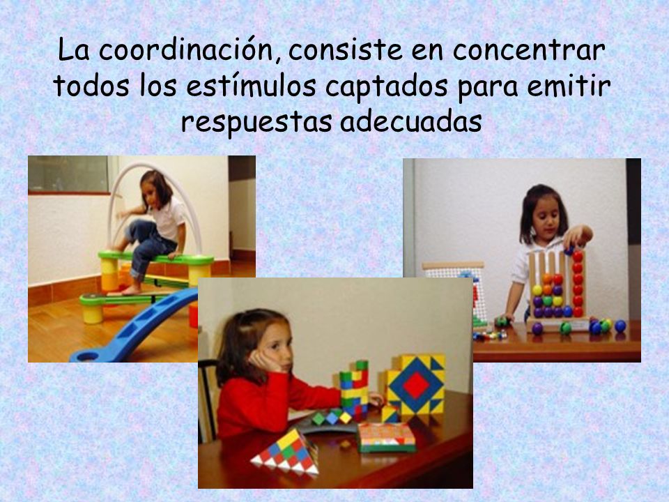 La coordinación, consiste en concentrar todos los estímulos captados para emitir respuestas adecuadas