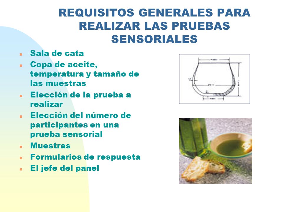 REQUISITOS GENERALES PARA REALIZAR LAS PRUEBAS SENSORIALES