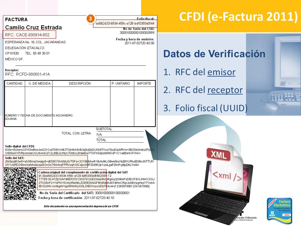 CFDI (e-Factura 2011) Datos de Verificación RFC del emisor