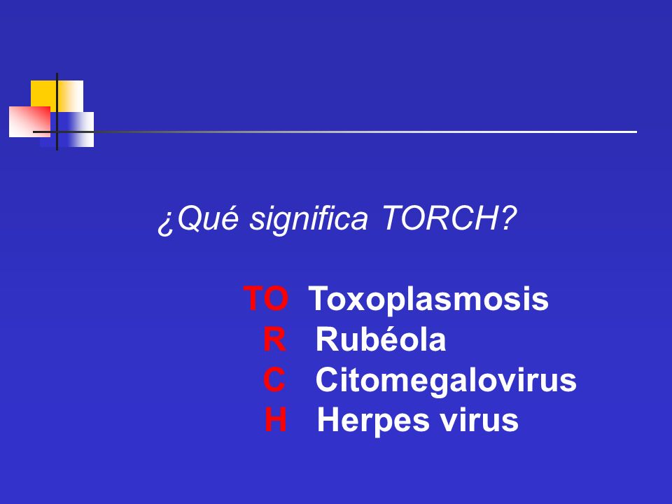 TO Toxoplasmosis R Rubéola C Citomegalovirus H Herpes virus