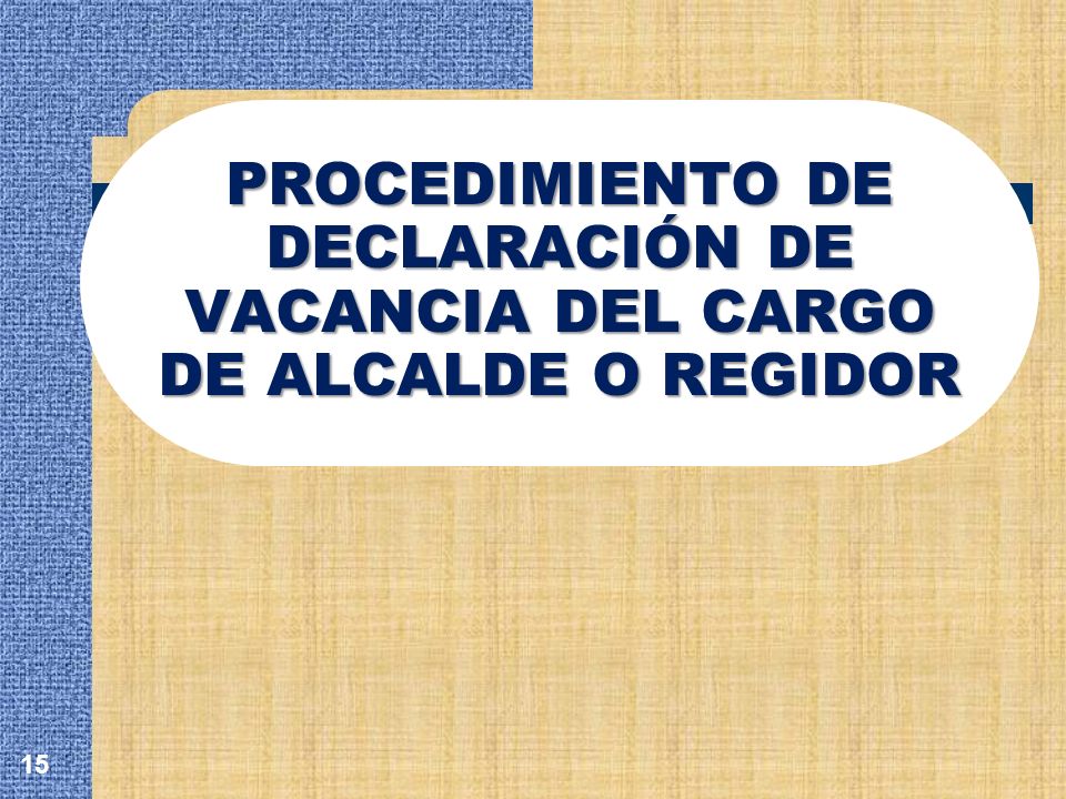 PROCEDIMIENTO DE DECLARACIÓN DE VACANCIA DEL CARGO DE ALCALDE O REGIDOR