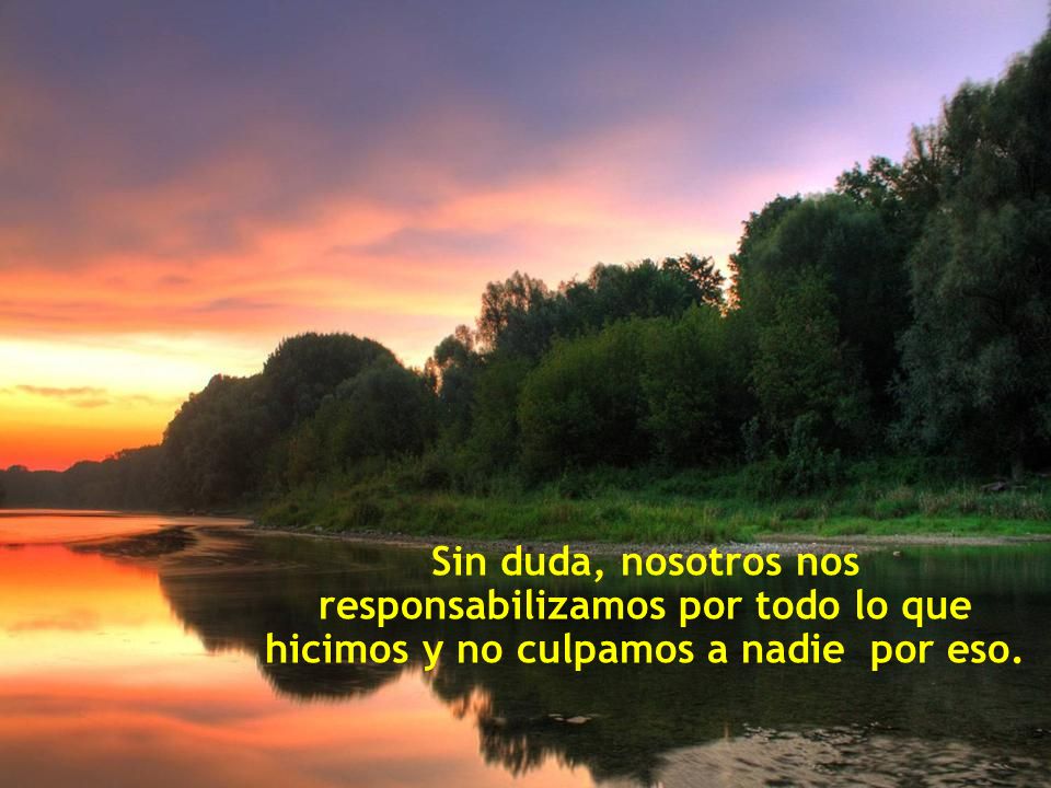 Sin duda, nosotros nos responsabilizamos por todo lo que hicimos y no culpamos a nadie por eso.