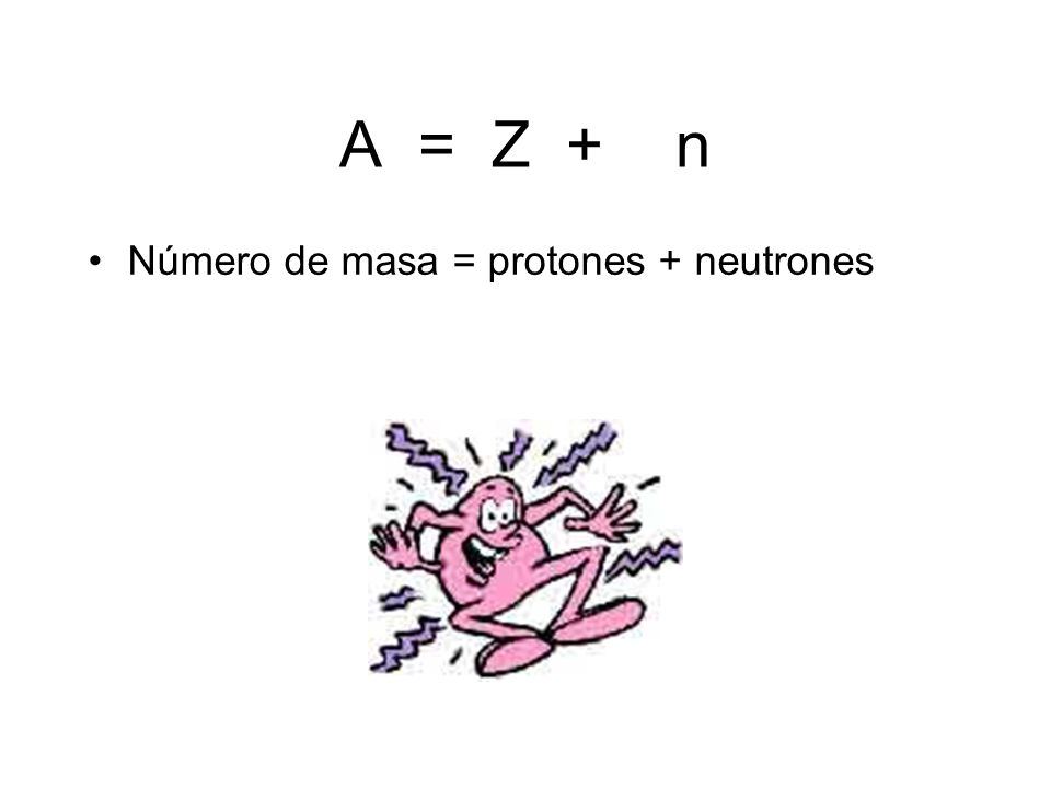 A = Z + n Número de masa = protones + neutrones
