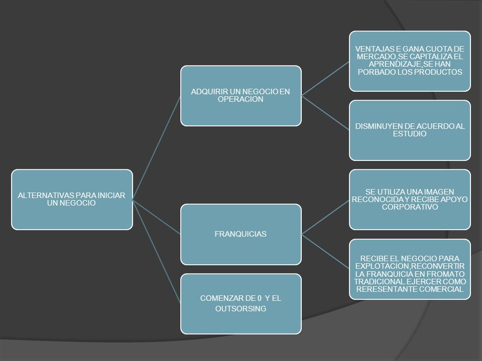 ALTERNATIVAS PARA INICIAR UN NEGOCIO ADQUIRIR UN NEGOCIO EN OPERACION