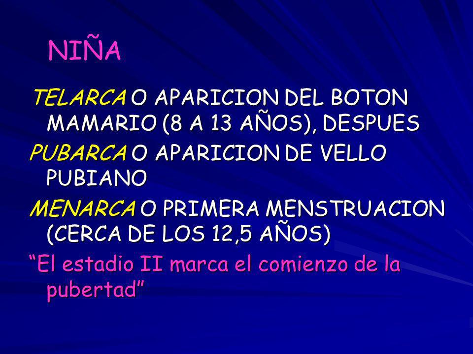 NIÑA TELARCA O APARICION DEL BOTON MAMARIO (8 A 13 AÑOS), DESPUES