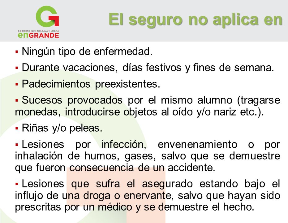 El seguro no aplica en Ningún tipo de enfermedad.