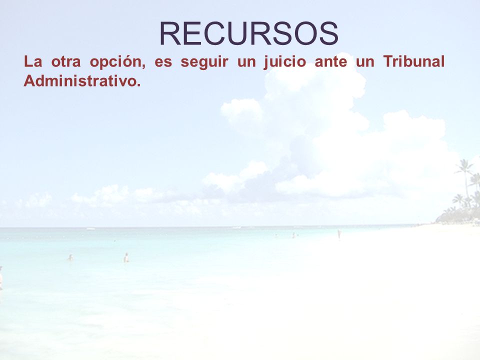RECURSOS La otra opción, es seguir un juicio ante un Tribunal Administrativo.