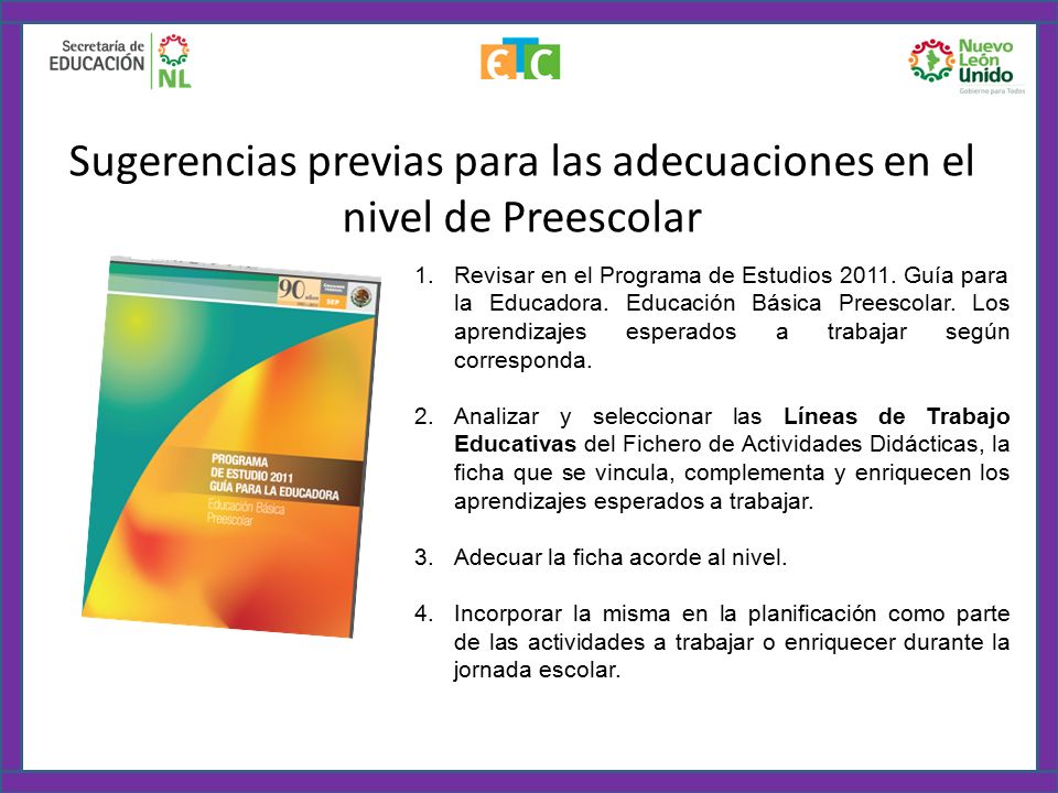 Sugerencias previas para las adecuaciones en el nivel de Preescolar