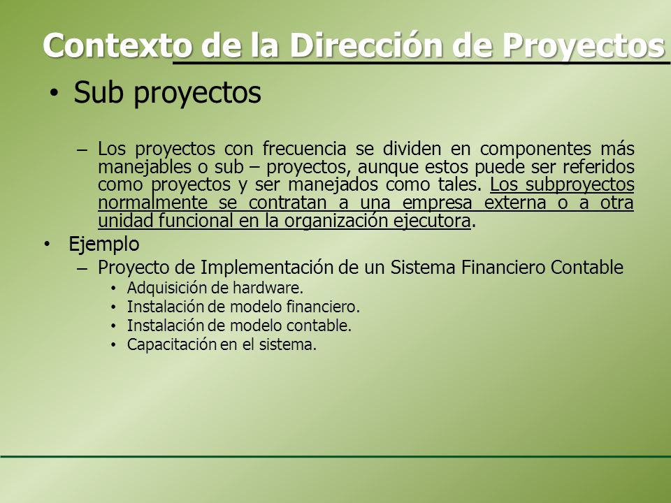 Contexto de la Dirección de Proyectos