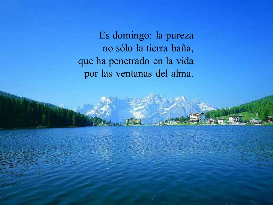 Es domingo: la pureza no sólo la tierra baña, que ha penetrado en la vida.