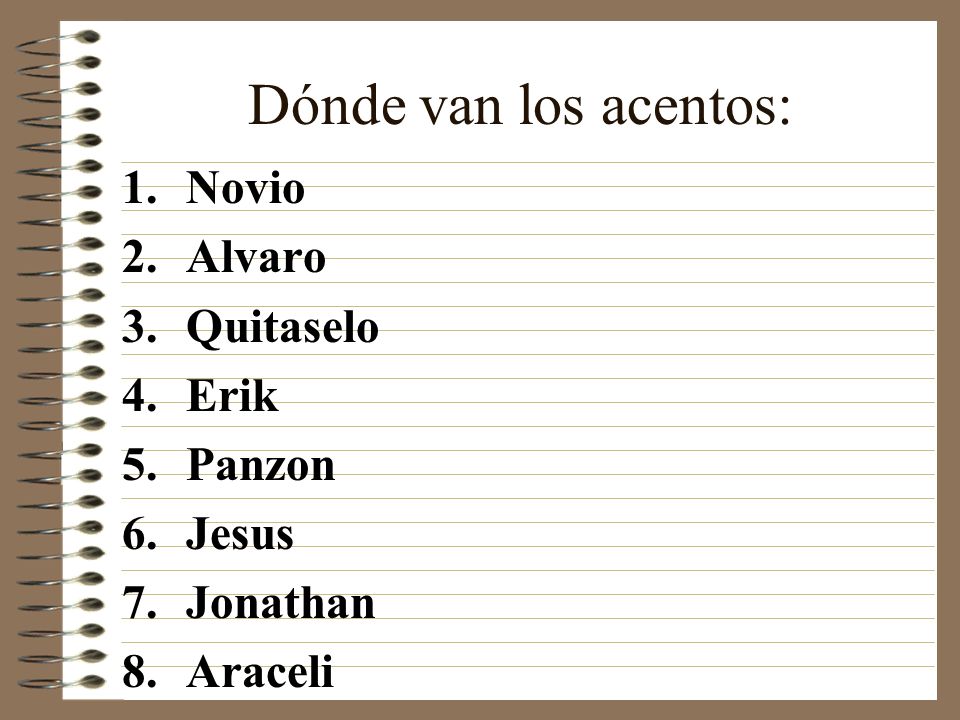 Dónde van los acentos: Novio Alvaro Quitaselo Erik Panzon Jesus