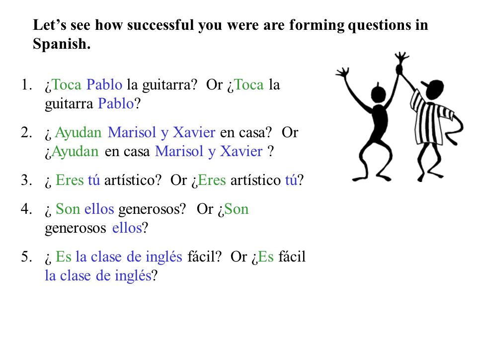 Let’s see how successful you were are forming questions in Spanish.