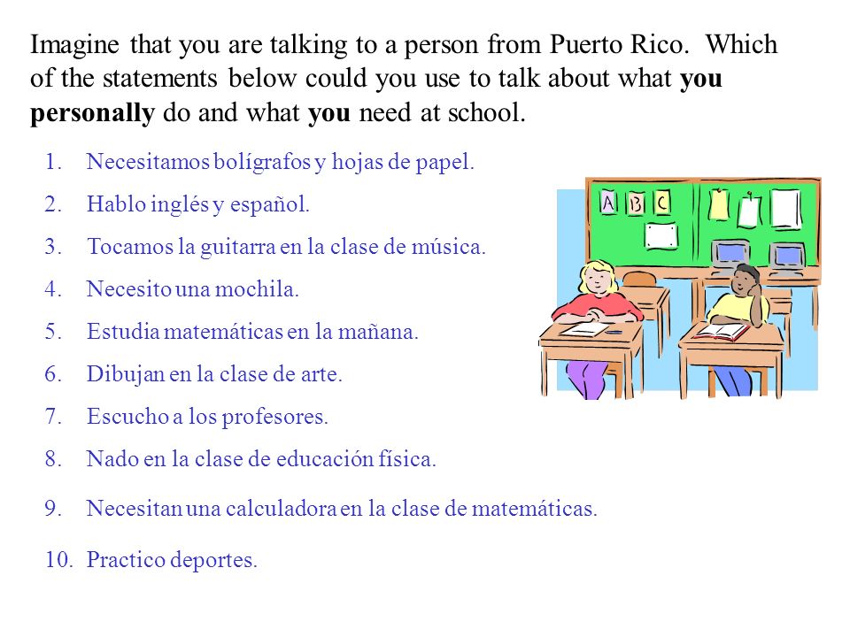 Imagine that you are talking to a person from Puerto Rico