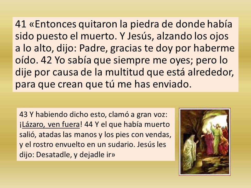 41 «Entonces quitaron la piedra de donde había sido puesto el muerto