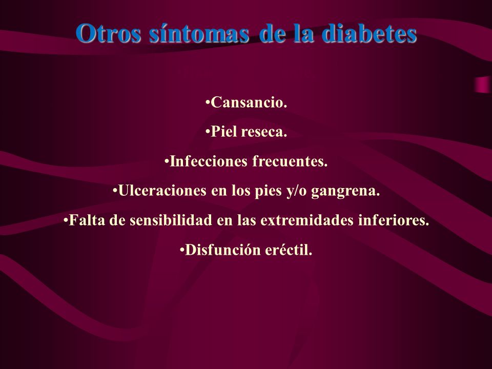 Otros síntomas de la diabetes