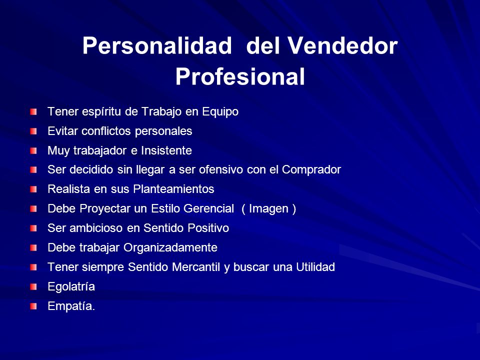 Personalidad del Vendedor Profesional