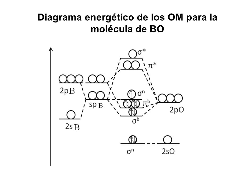 Diagrama energético de los OM para la molécula de BO