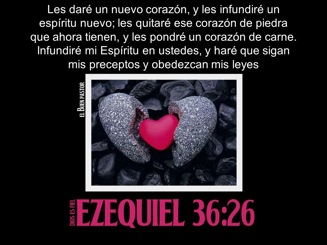 Les daré un nuevo corazón, y les infundiré un espíritu nuevo; les quitaré ese corazón de piedra que ahora tienen, y les pondré un corazón de carne.