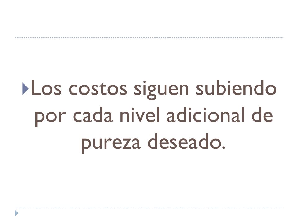 Los costos siguen subiendo por cada nivel adicional de pureza deseado.