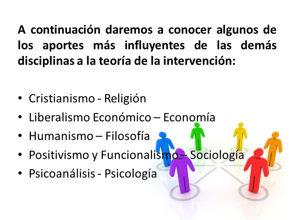 A continuación daremos a conocer algunos de los aportes más influyentes de las demás disciplinas a la teoría de la intervención:
