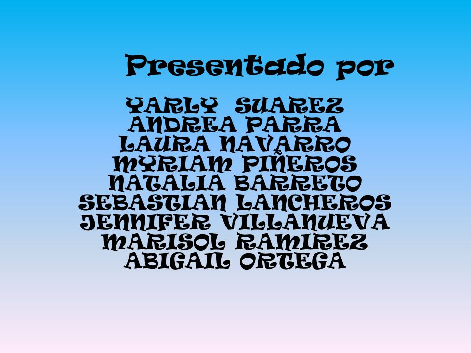 Presentado por YARLY SUAREZ ANDREA PARRA LAURA NAVARRO MYRIAM PIÑEROS