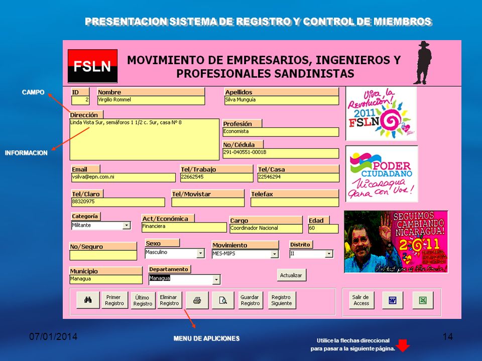 Utilice la flechas direccional para pasar a la siguiente página.