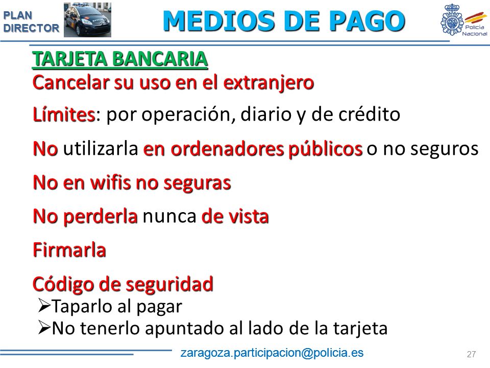 MEDIOS DE PAGO TARJETA BANCARIA Cancelar su uso en el extranjero
