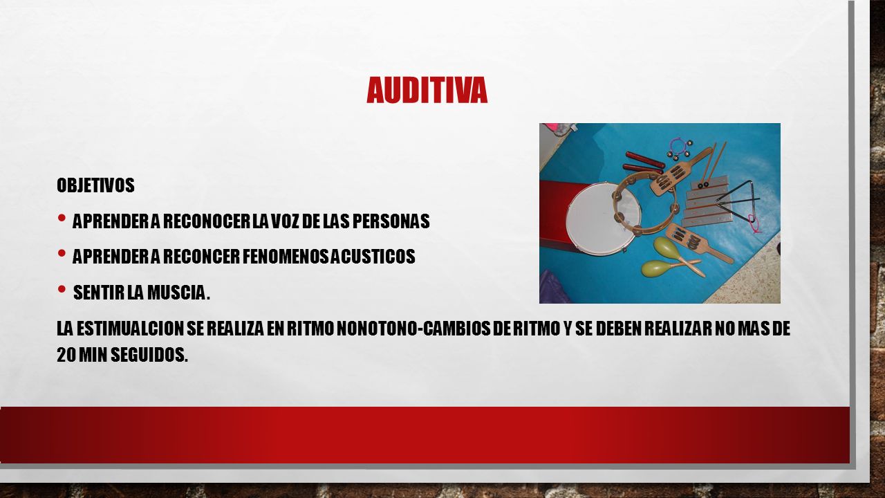 AUDITIVA OBJETIVOS APRENDER A RECONOCER LA VOZ DE LAS PERSONAS