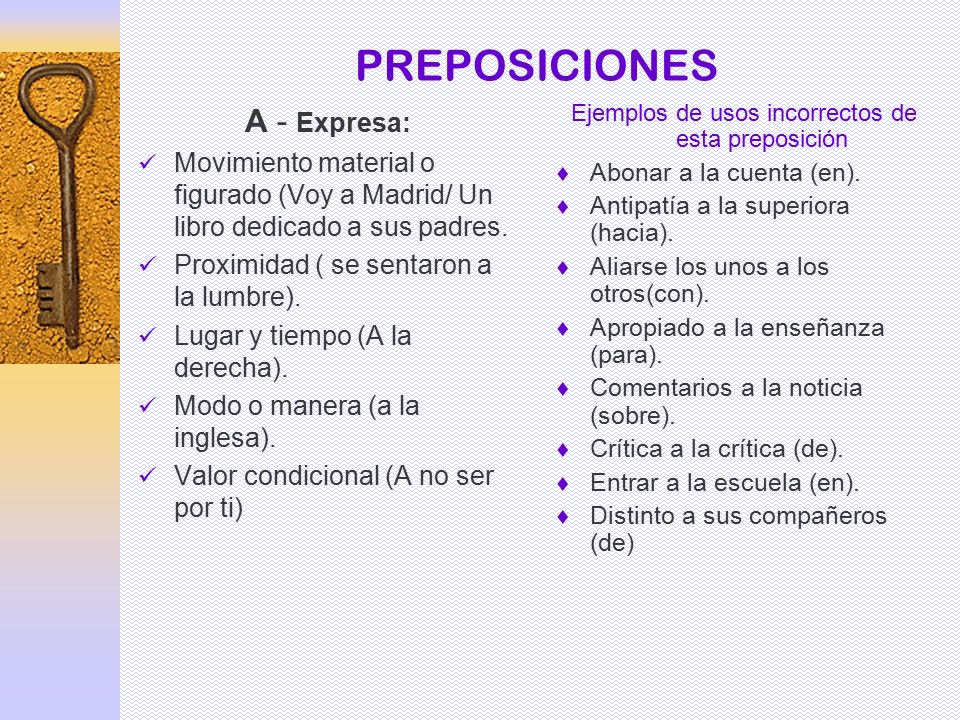 Ejemplos de usos incorrectos de esta preposición