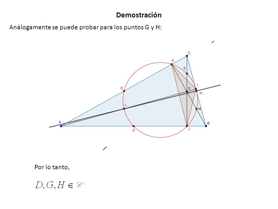 Demostración Análogamente se puede probar para los puntos G y H: