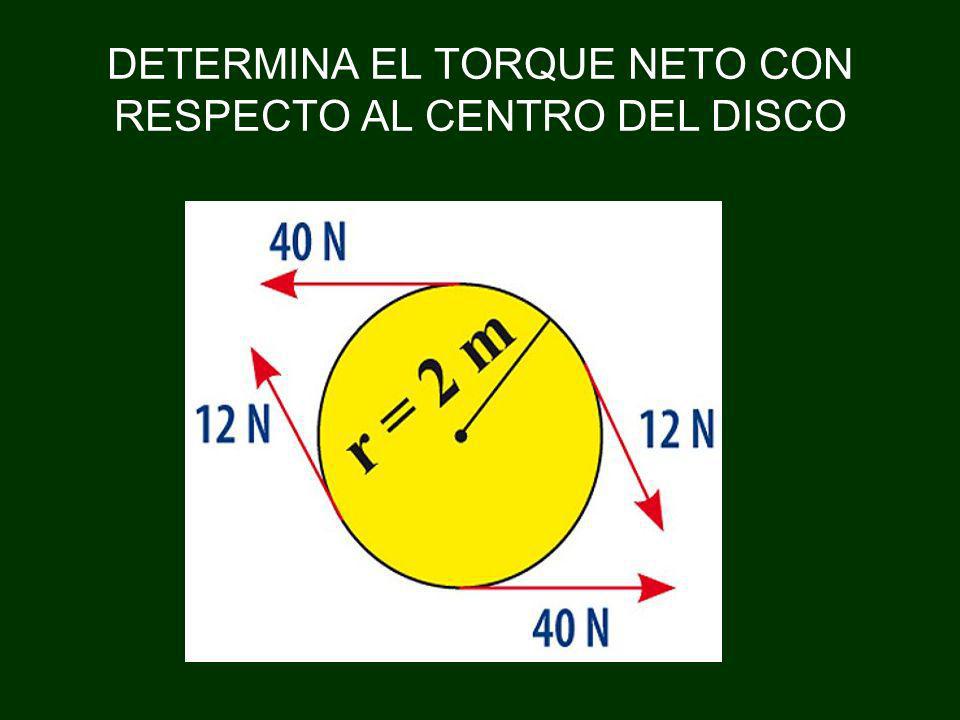 DETERMINA EL TORQUE NETO CON RESPECTO AL CENTRO DEL DISCO