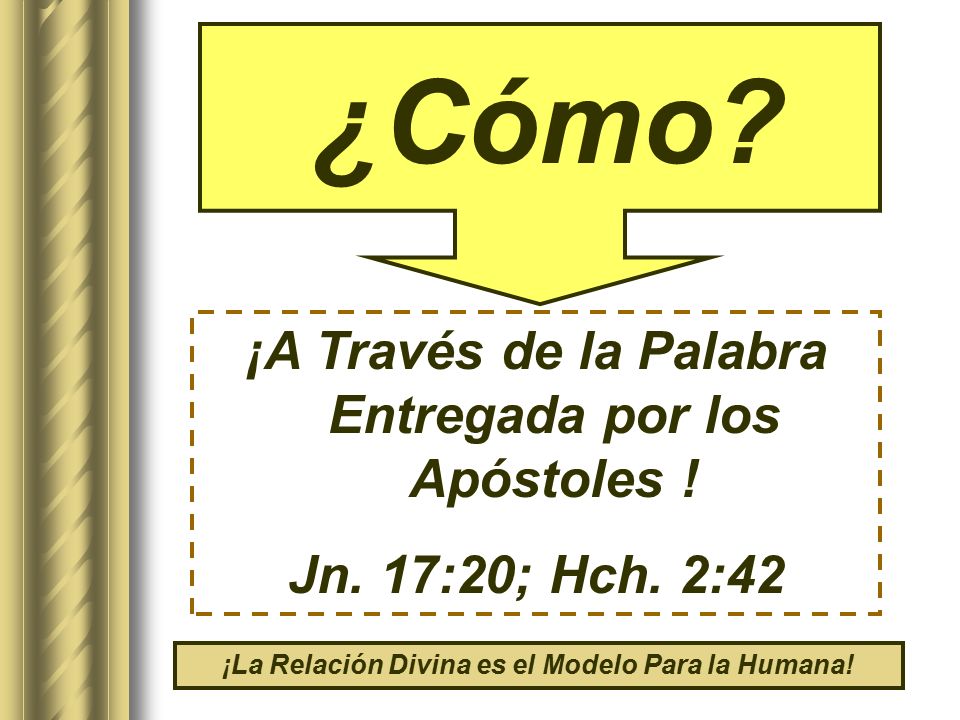 ¿Cómo ¡A Través de la Palabra Entregada por los Apóstoles !