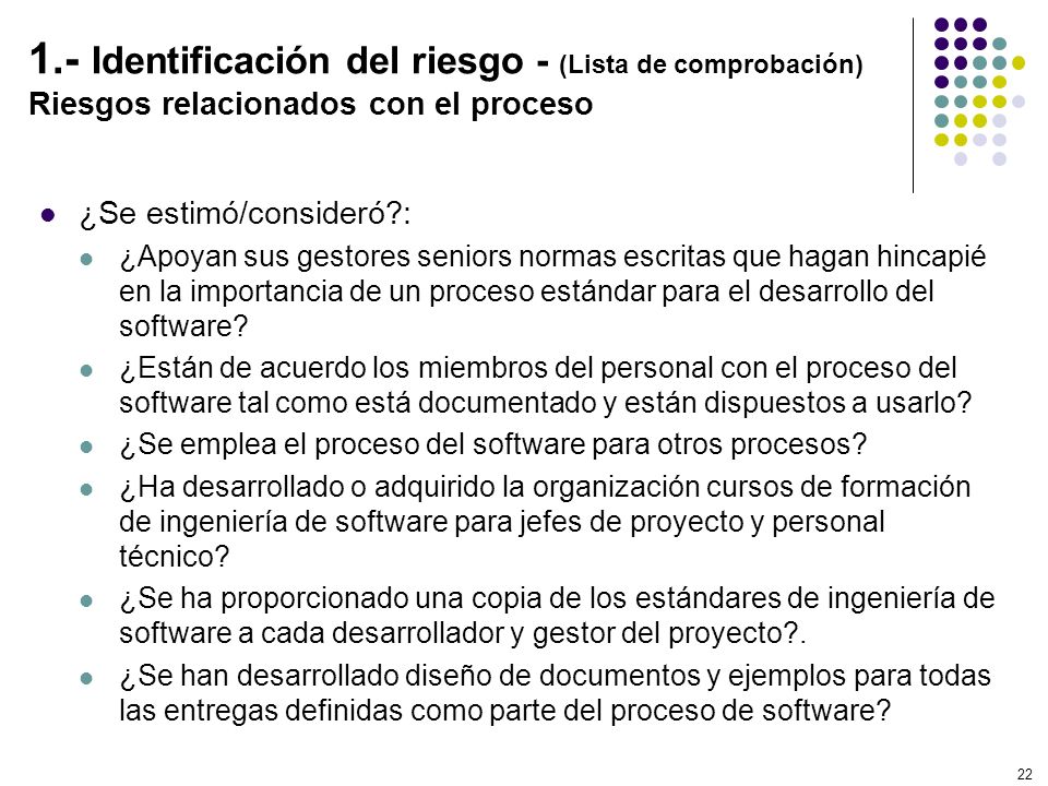 1.- Identificación del riesgo - (Lista de comprobación) Riesgos relacionados con el proceso