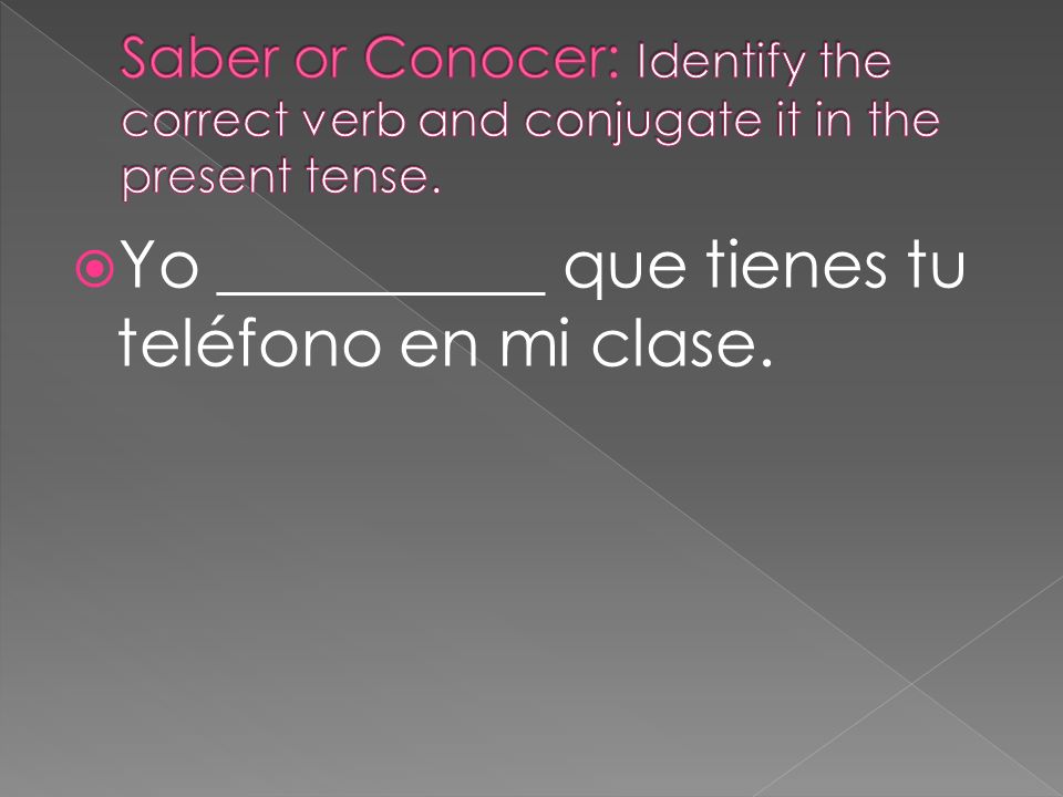 Yo __________ que tienes tu teléfono en mi clase.